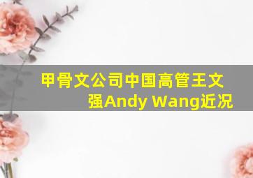 甲骨文公司中国高管王文强Andy Wang近况